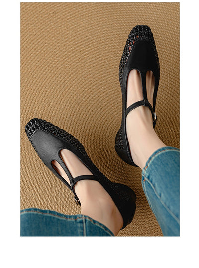 Zapatos Mary Jane de Cuero Auténtico con Tacón Medio y Detalles Plateados - Image 10