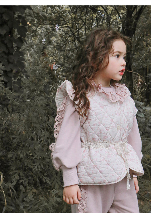 Suéter Infantil Niña Estilo Occidental con Encaje Suelto Manga Larga - Image 14
