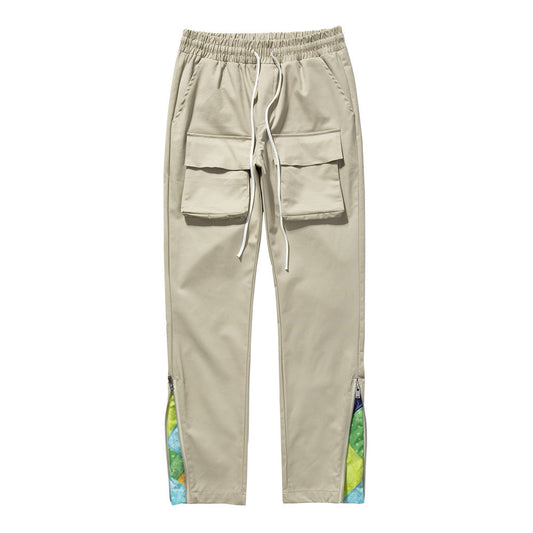 Pantalones Cargo Rectos con Múltiples Bolsillos Estampado Floral Cashew para Hombre - Image 2