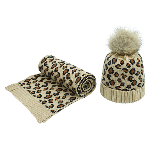 Conjunto de Gorro y Bufanda Estampado Leopardo para Otoño e Invierno - Image 19