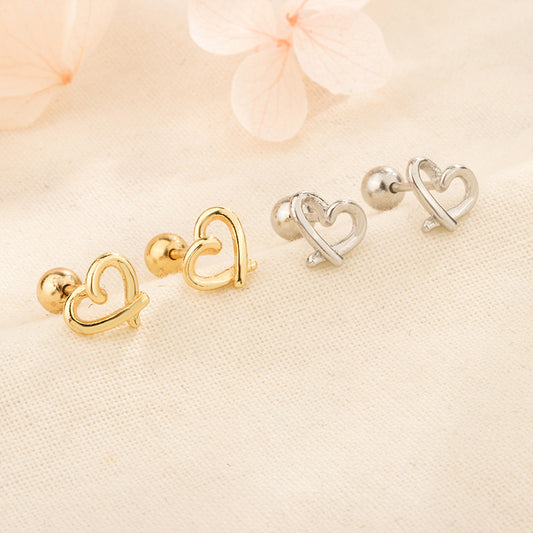 Aretes de Plata Corazón Calado S925