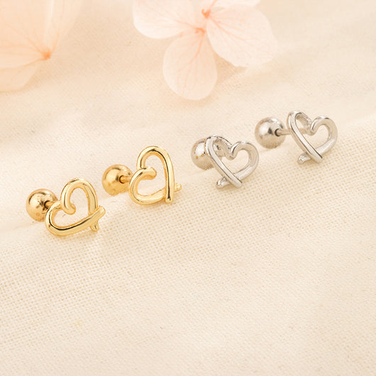 Aretes de Plata Corazón Calado S925