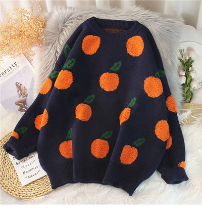 Suéter Suelto para Mujer con Estampado de Frutas Jacquard - Image 7
