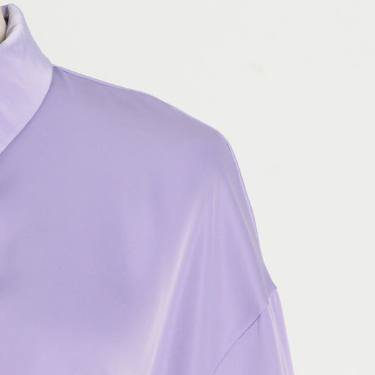 Vestido Camisero Satinado con Plumas - Manga Larga Color Sólido - Image 14