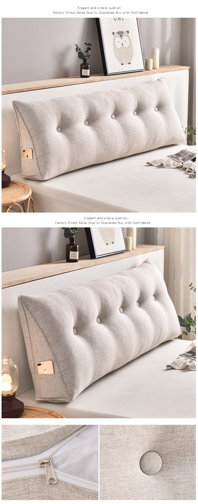 Cojín Triangular de Algodón y Lino Desmontable para Cabecera de Cama - Image 19