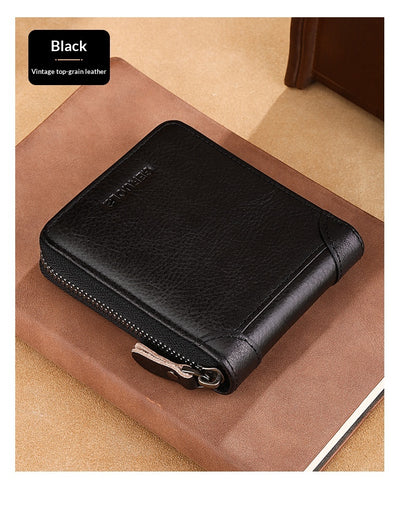 Cartera de Cuero Genuino para Hombre con Múltiples Compartimientos y Cierre de Cremallera - Image 20