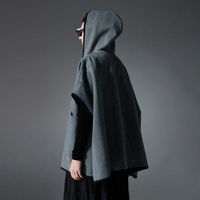 Poncho Capa Gris Reversible de Lana Doble Faz - Image 8