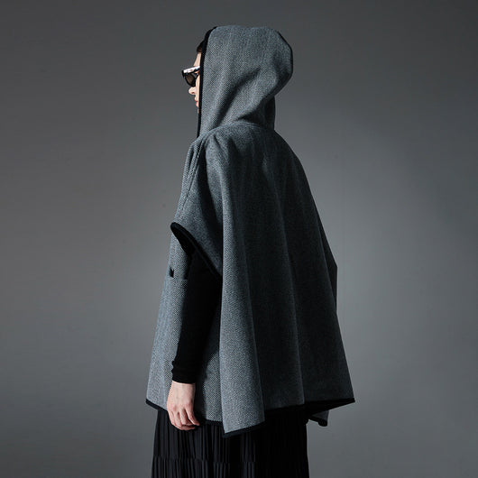 Poncho Capa Gris Reversible de Lana Doble Faz - Image 8