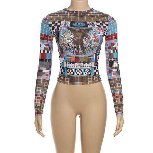Blusa Ajustada Escote Redondo Manga Larga con Abertura en Cintura - Image 12