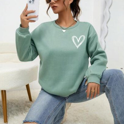 Sudadera Oversize con Estampado de Corazón y Hombros Caídos