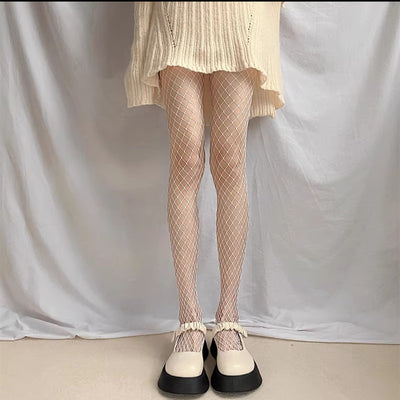Medias de Malla Negra y Blanca Estilo Harajuku - Diseño Hueco Trendy - Image 15