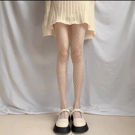 Medias de Malla Negra y Blanca Estilo Harajuku - Diseño Hueco Trendy - Image 15