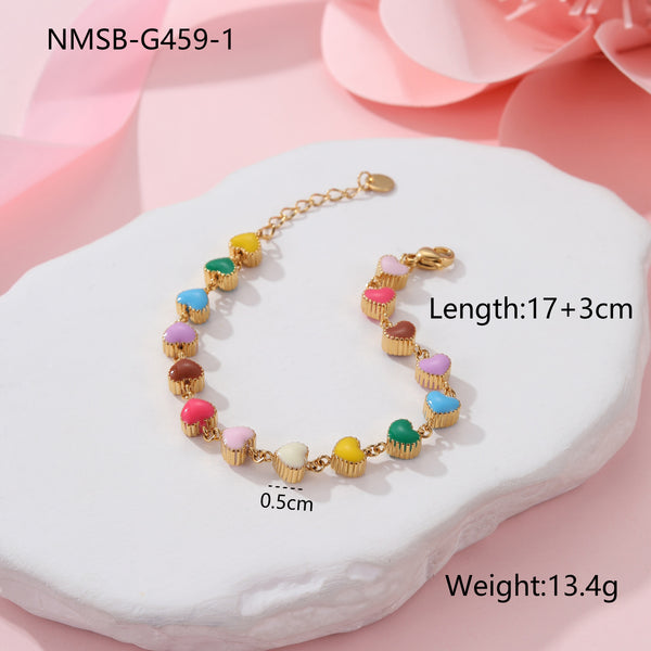 Pulsera de Acero Titanio Corazón con Aceite Colorido - Joya del Amor - Image 6