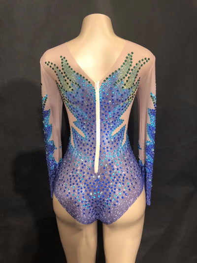Traje de Baño Acrobático Sirena Azul con Strass Escote Alto - Image 6