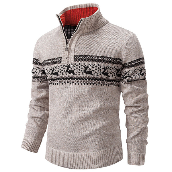 Suéter Tejido de Cuello Medio Cierre Half-zip Talla Grande - Image 7
