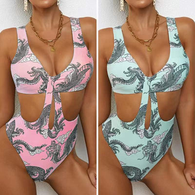 Traje de Baño Enterizo Triangular Estampado para Mujer - Image 12
