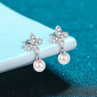 Aretes de Perla de Agua Dulce con Moissanita - Diseño Elegante y Brillante - Image 5