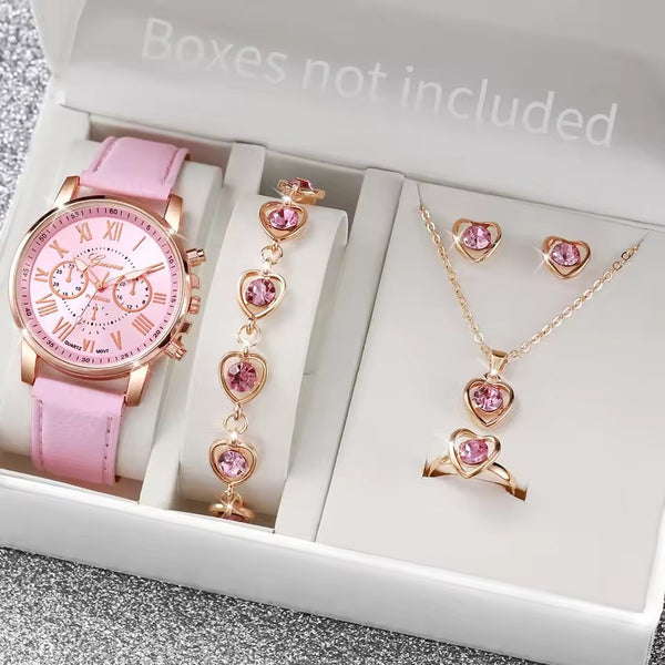 Reloj de Cinturón para Mujer con Joyería de Amor - Set de Regalo