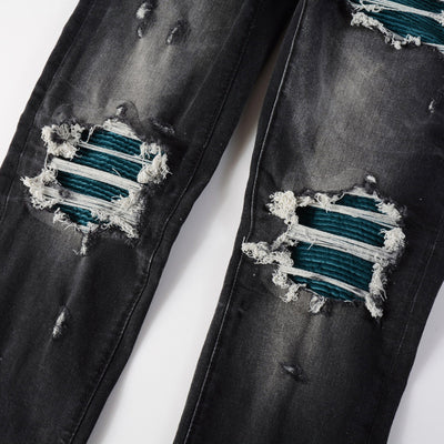 Jeans Vintage Desgastado con Parches y Roturas - Image 3