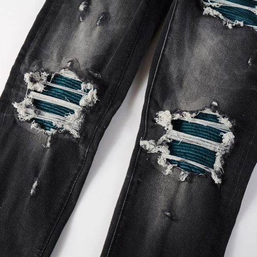 Jeans Vintage Desgastado con Parches y Roturas - Image 3