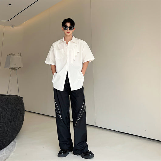Camisa Blanca de Diseño Metálico con Hombreras Acolchadas - Image 5