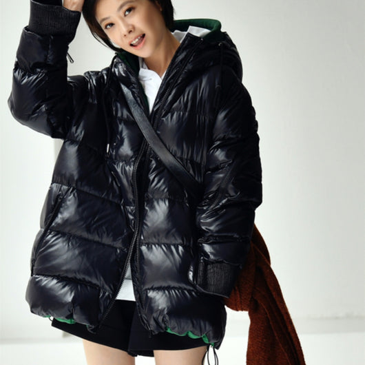 Chaqueta Acolchada Oversized con Costuras de Contraste y Capucha