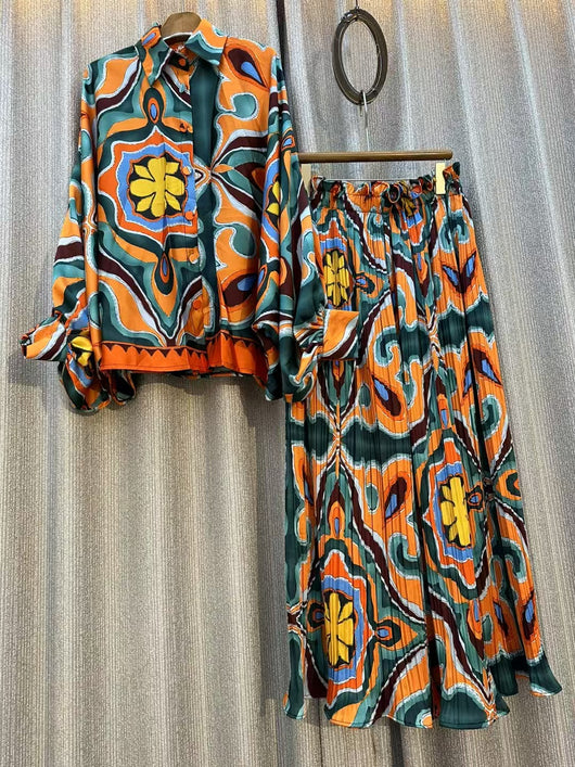Conjunto de Dos Piezas: Blusa Estampada Personalizada + Pantalón Ancho de Cintura Alta - Image 64