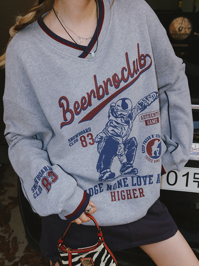 Suéter Vintage Americano con Estampado de Esquí - Image 9