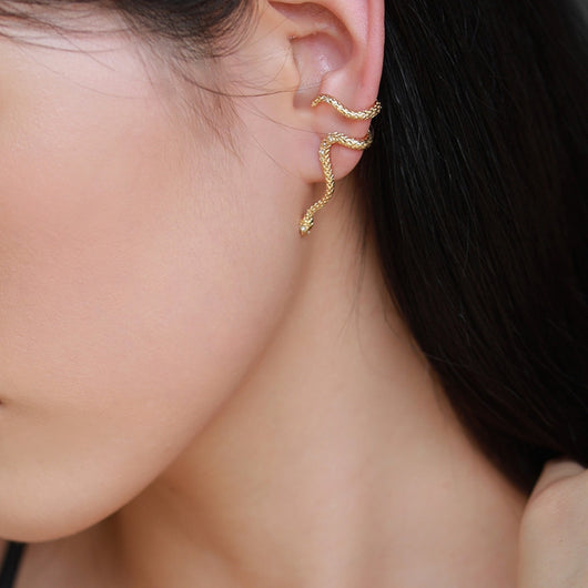 Aretes Vintage Serpiente Dorada Envolvente - Diseño Pequeño