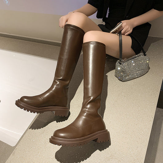 Botas Altas Blancas con Suela Gruesa Estilo Caballero - Image 14