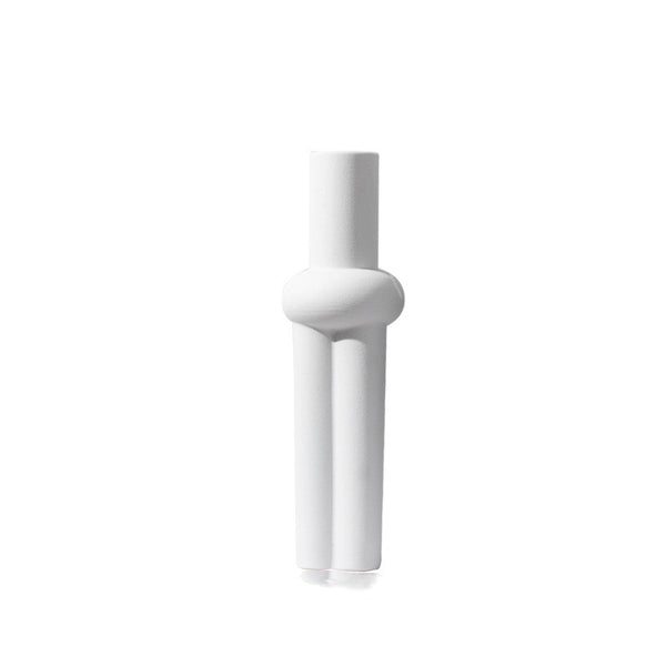 Jarrón Cerámico Mate Bicolor de Diseño Geométrico - Decoración Moderna Minimalista
