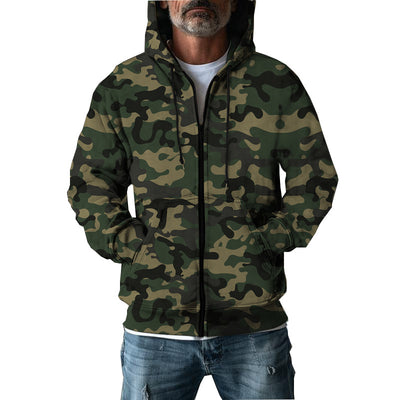 Sudadera Cardigan Camuflado con Capucha para Hombre - Image 5