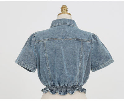 Blusa Slim Fit de Denim con Manga Corta - Image 11