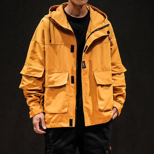 Chaqueta Funcional con Capucha y Múltiples Bolsillos para Hombre - Estilo Urbano Otoño - Image 11