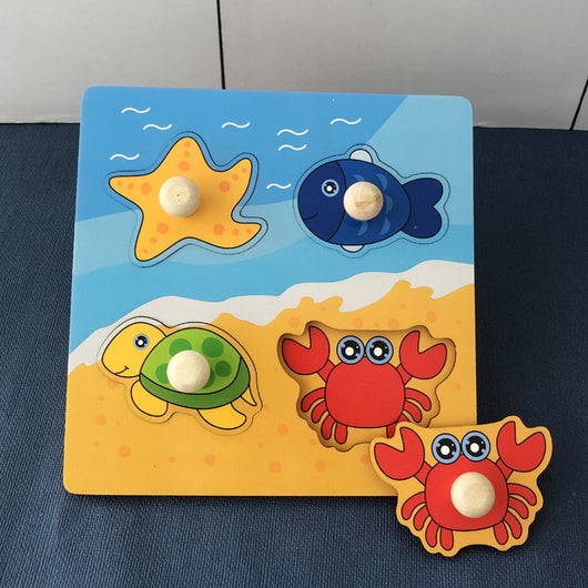 Tablero Puzzle Montessori de Madera con Bloques de Construcción para Niños - Image 5