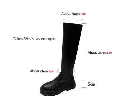 Botas Stretch Tacón Cuña Estilo Coreano - Caña Alta Ajustada - Image 11