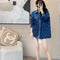 Denim Jacquard Knit Jacket with Vintage Stitching - Wildcard for Women