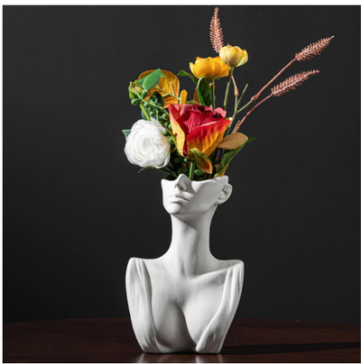 Jarrón Decorativo con Rostro de Cerámica y Flores Artesanales - Image 8