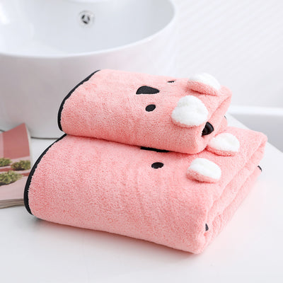 Juego de Toallas de Baño Coral Velvet con Diseño Orejas de Conejo y Koala - Set Regalo - Image 9