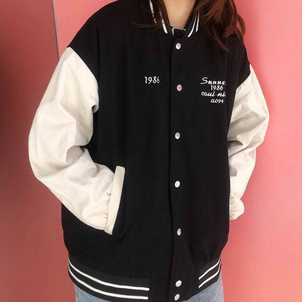 Chaqueta Retro de Uniforme de Béisbol con Bordado Coreano Unisex