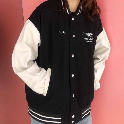 Chaqueta Retro de Uniforme de Béisbol con Bordado Coreano Unisex