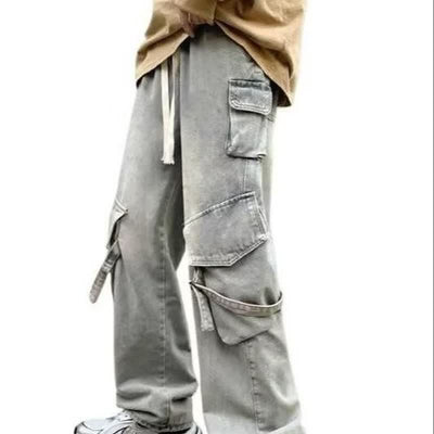 Pantalones Casuales Holgados Multibolsillos Lavado Industrial - Image 5