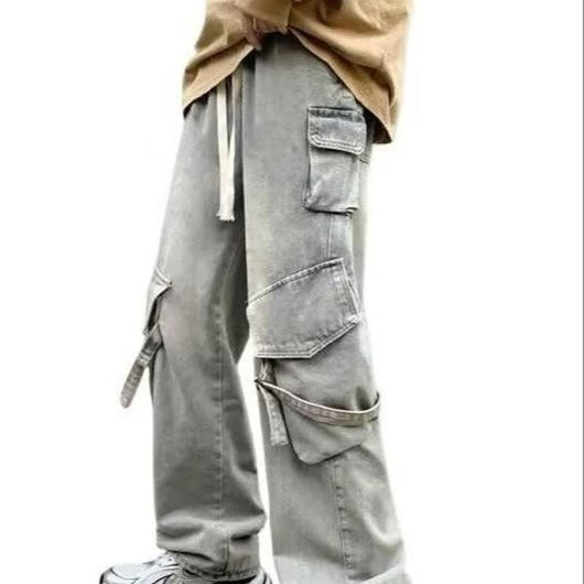 Pantalones Casuales Holgados Multibolsillos Lavado Industrial - Image 5