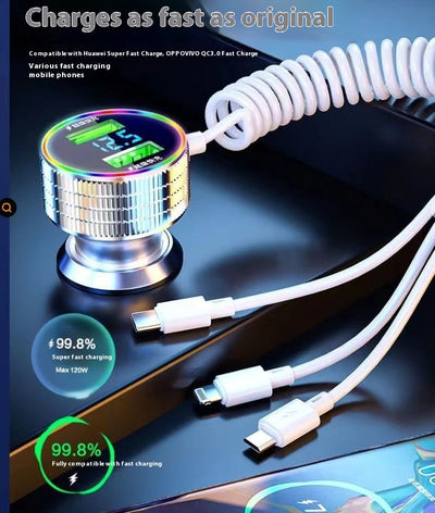 Cargador Rápido para Auto con Luz LED y Cable 3 en 1 - Image 3