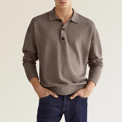 Polo Casual Europeo con Botones y Cuello V - Manga Larga para Hombre - Image 12