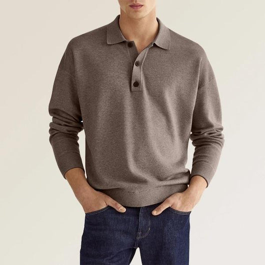 Polo Casual Europeo con Botones y Cuello V - Manga Larga para Hombre - Image 12