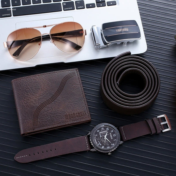 Set Completo de Accesorios: Reloj, Cinturón, Cartera y Gafas