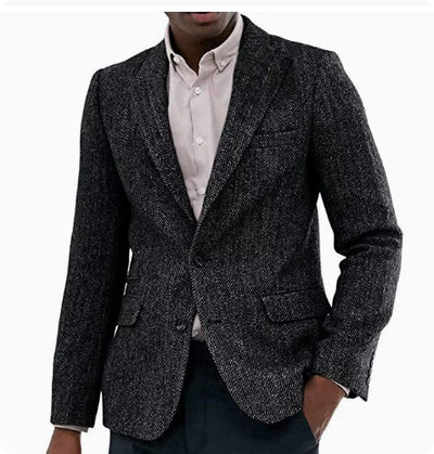 Blazer de Lana Espiga Marrón y Gris para Hombre - Image 9