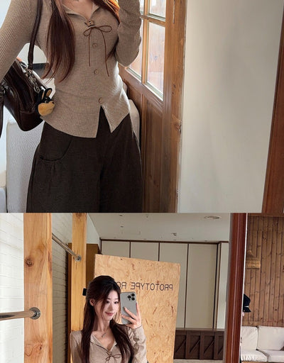 Blusa Elegante Francesa Cuello V Manga Larga Ajustada con Botones - Image 14