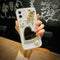 Funda para Celular con Espejo en Forma de Corazón y Brillo de Perlas